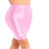 Loloda Women's Glossy Semi See Through Basic Stretchy Bodycon Pencil Tube Short Mini Skirt Pink A Large view 3