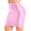Loloda Women's Glossy Semi See Through Basic Stretchy Bodycon Pencil Tube Short Mini Skirt Pink A Large view 4