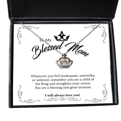 Blessed Mom Christian Gifts for Women Jesus Religious Necklace Message Card for Christmas Birthday or Easter Gifts