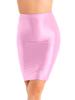 Agoky Womens Slim Fit Oil Glossy Half Slips Skirt Bodycon Micro Mini Skirts Nightwear Pink A Large view 2