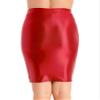 Agoky Womens Slim Fit Oil Glossy Half Slips Skirt Bodycon Micro Mini Skirts Nightwear Red A Large view 4