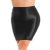 Loloda Women's Glossy Semi See Through Basic Stretchy Bodycon Pencil Tube Short Mini Skirt Black A Medium view 2