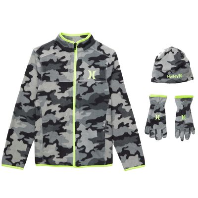 Hurley Boy's Fleece Gift Set (Big Kids) Dark Grey LG (Big Kid)
