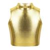 Nikiikoo Kids Girls Shiny Metallic Mock Neck Crop Tank Tops Dance Shirts Gym Sports Active Vest Activewear Gold 10 Years view 1