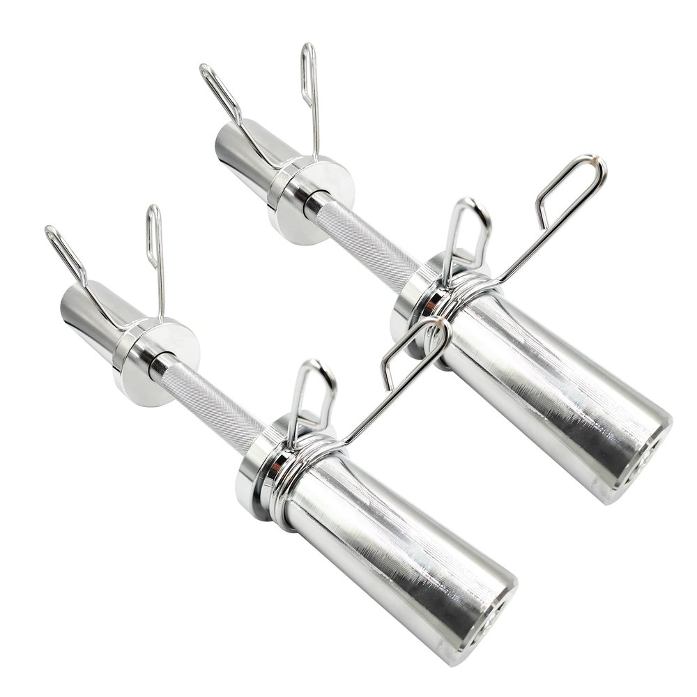 16" Olympic Dumbbell Handles, Loadable Dumbbells Bar Sets (150LBS Weight Capacity), Compatible with 2 Standard Plates, 2 Pair of Spring Collars Included