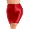 Agoky Womens Slim Fit Oil Glossy Half Slips Skirt Bodycon Micro Mini Skirts Nightwear Red A Medium view 2