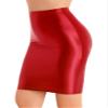 Agoky Womens Slim Fit Oil Glossy Half Slips Skirt Bodycon Micro Mini Skirts Nightwear Red A Medium view 3