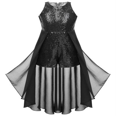 Duoremi Girls Sleeveless Sequined Birthday Prom Party Jumpsuit Pageant Dancing Romper Gowns Ball Dress Black 10 Years