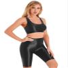 Alvivi Women's Sleeveless Yoga Suit 2Piece Glossy Stretchy Swimsuits Athletic Tank Shorts Outfits Black X-Large view 1