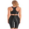 Alvivi Women's Sleeveless Yoga Suit 2Piece Glossy Stretchy Swimsuits Athletic Tank Shorts Outfits Black X-Large view 4