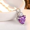 kai bao city heart Necklace and Stud Earrings Bangle Set Simulated gemstone Crystal Silver Fashion Adjustable Jewelry for Women Party Prom Engagement Wedding Gifts (purple) view 2