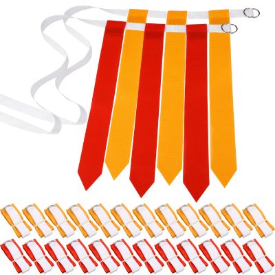 Vinsot 48 Pcs Adjustable Flag Football Belts Flag Football Set Belts with 144 Flags for Adults and Youth(Red and Yellow)