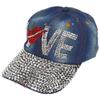 Forest & Twelfth Fashion Bling Baseball Cap Hat, Embellished with Crystal Rhinestones, Faux Gemstones, Embroidery (Love Lips) view 1