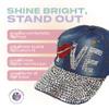 Forest & Twelfth Fashion Bling Baseball Cap Hat, Embellished with Crystal Rhinestones, Faux Gemstones, Embroidery (Love Lips) view 2