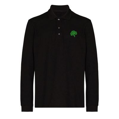 L8502-LXYB Polo Shirts for Men Celtic Knot Irish Shamrock Embroidered Long Sleeve Mens Polo Shirts (Black,Large,Large)