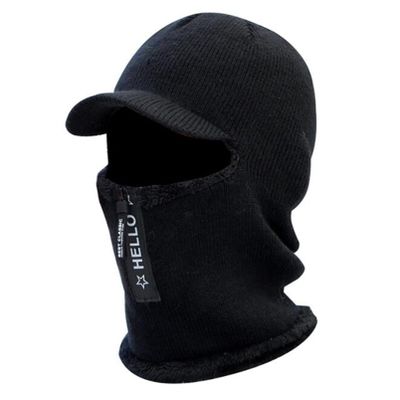 JUNYY Unisex Winter Outdoor Cycling Warm Knitted Beanie Hat Cold-Proof Cycling Woolen Hat Neck Warmer for Women Men(Black)