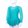 JanJean Kids Girls Long Sleeve Sparkly Ice Skating Dress Rhinestone Mesh Splice Gymnastics Leotard Dress Dancewear Green 16 Years view 4