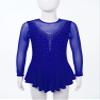 JanJean Kids Girls Long Sleeve Sparkly Ice Skating Dress Rhinestone Mesh Splice Gymnastics Leotard Dress Dancewear Sky 12 Years view 3
