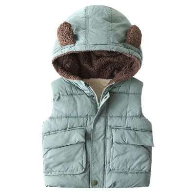 Kids Toddler Baby Girls Boys Autumn Winter Warm Thick Ear Cotton Hooded Long Sleeve Vest Boy Jackets (A, 2-3 Years)