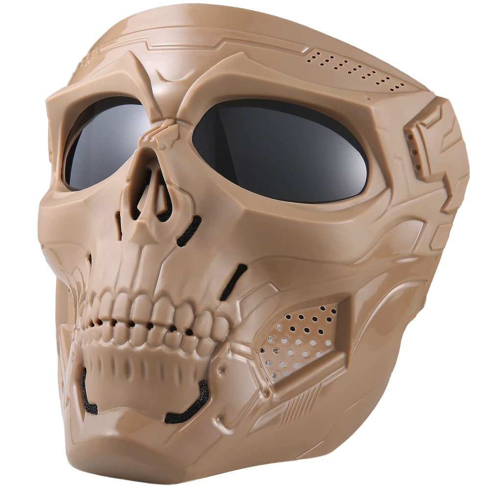 Tactical Mask, Airsoft Mask Full Face with HD Goggle Skull Skeleton Paintball Mask for CS Survival Games Shooting Cosplay Movie Paintball Halloween Scary Masks