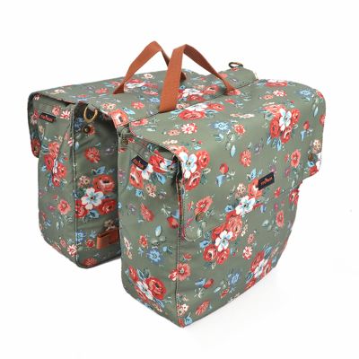 TOURBON Canvas Cycling Bag Bike Pannier Rear Seat Bag Bicycle Grocery Rack Trunk