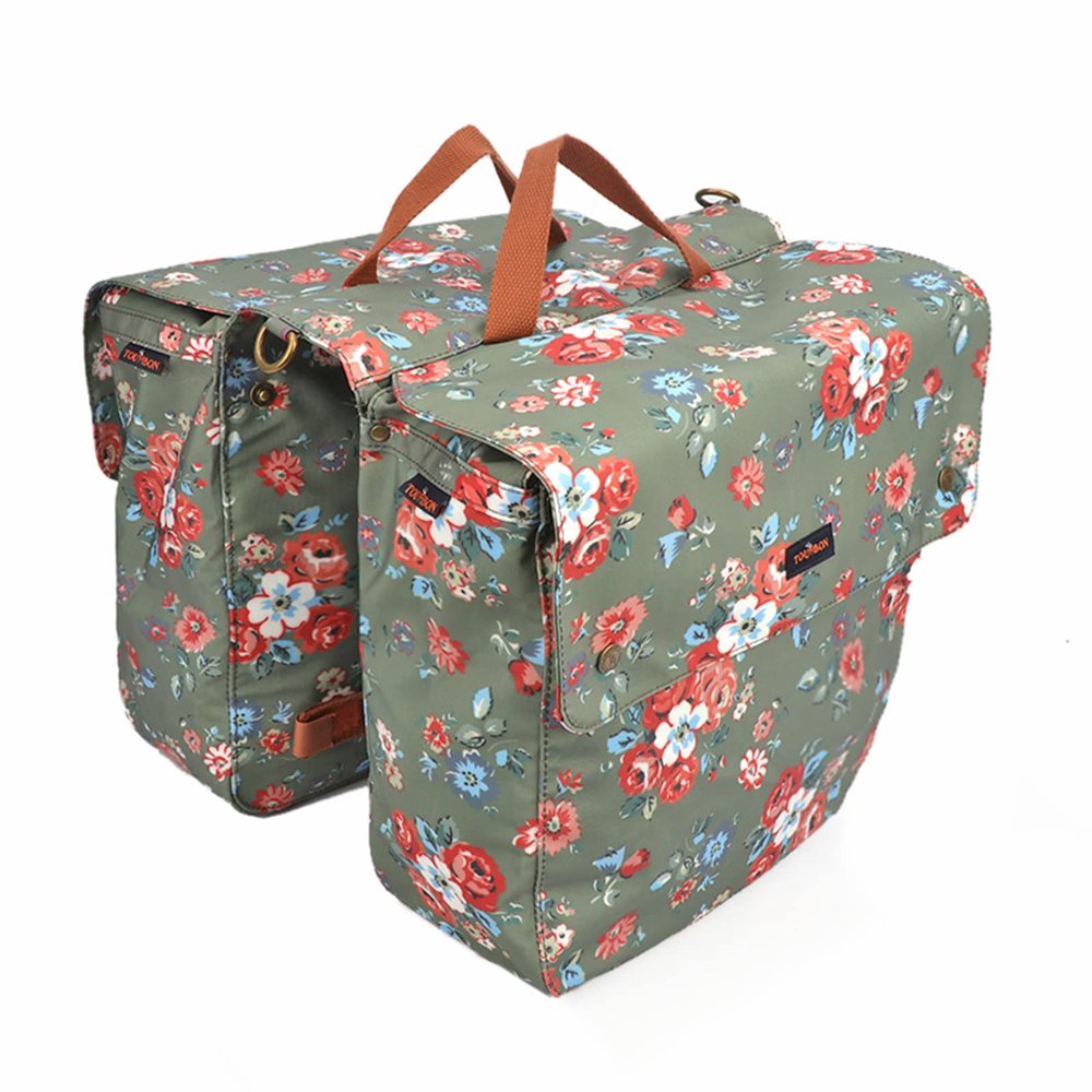 TOURBON Canvas Cycling Bag Bike Pannier Rear Seat Bag Bicycle Grocery Rack Trunk
