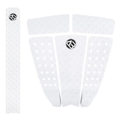 AQUBONA 5 Piece EVA Surfboard Deck Traction Pads with Kicker for Stomp Skimboards, Surf Boards, Funboard, Fish Board (White(5+1) Big)