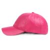 Lifup Men Women Baseball Cap PU Leather Hat Adjustable Dad Hat Fuchsia One Size view 2