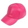 Lifup Men Women Baseball Cap PU Leather Hat Adjustable Dad Hat Fuchsia One Size view 3
