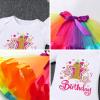 Baby Girl Toddler Infant Watermelon Cake Smash Outfits 3PCS Long Sleeve Romper Rainbow Skirt Set with Bowknot Hanband 1st Birthday Outfits Party Dress Up Star-1st 1Y view 2