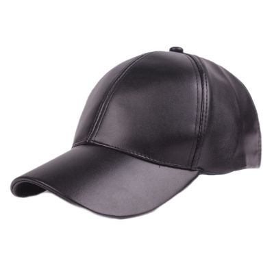 Lifup Men Women Baseball Cap PU Leather Hat Adjustable Dad Hat Black One Size