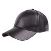Lifup Men Women Baseball Cap PU Leather Hat Adjustable Dad Hat Black One Size view 1