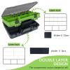 THKFISH Fishing Tackle Box Organizer Double Layer Tackle Storage Fishing Boxes Outdoor Box with Adjustable Dividers 14.96 * 10.23 * 4.5in Yellow view 2