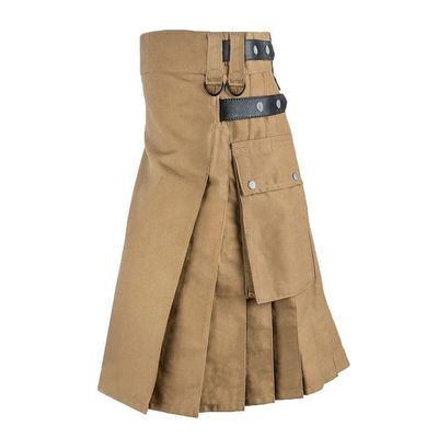 Gothic Kilt for Mens Vintage Utility Kilt Scotland 2022 Fall Winter Sport Skirts Kendo Pocket Skirts Scottish Clothing A- Khaki