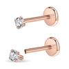PunkTracker 16g/18g Surgical Steel Internal Thread CZ Stud Piercing Jewelry for Tragus/Nose/Helix/Conch/Medusa/Lip/Labret - Helix Tragus Cartilage Earring for Women Men 2PCS view 1