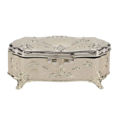 Buachois Vintage Jewelry Box, Rectangle Metal Alloy Enameled Trinket Box Treasure Chest Box Keepsake Gift Box Decorative Box for Women Girls 2.6 x 2.6 x 1.2in