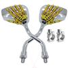 Pairs of Distinctive Skull Skeleton Hand Bike Mirror, Bicycle Mirrors for Handlebars with Mount Holder Clamp Adaptor 10mm for Scooter Moped Bike Standard Bike Motorcycle (Gold) view 1