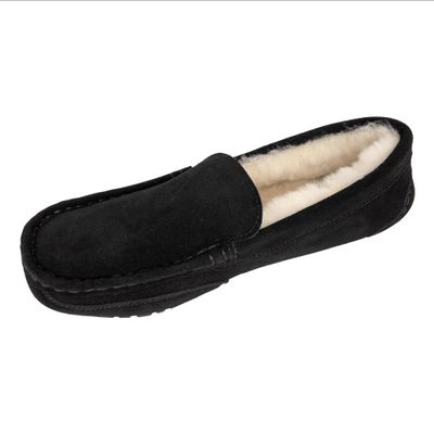 Clarks Shearling Moccasin House Slippers for Men - Indoor/Outdoor Gift for Him BLACK 13