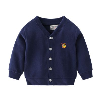 Children Toddler Kids Infant Baby Boys Girls Long Sleeve Cartoon Embroidery Patchwork Little Boy Coat (Navy, 2-3 Years)