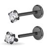 PunkTracker 16g/18g Surgical Steel Internal Thread CZ Stud Piercing Jewelry for Tragus/Nose/Helix/Conch/Medusa/Lip/Labret - Helix Tragus Cartilage Earring for Women Men 2PCS view 1