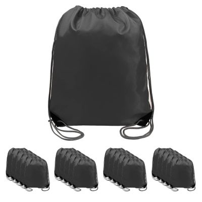 BeeGreen 20 pieces Wholesale Black Drawstring Backpack Bags Cinch Bags Bulk Heavy Duty String Backpack Machine Washable Lightweight Sackpack Outdoor Sport Bags for Men Women