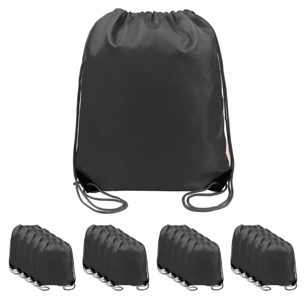 BeeGreen 20 pieces Wholesale Black Drawstring Backpack Bags Cinch Bags Bulk Heavy Duty String Backpack Machine Washable Lightweight Sackpack Outdoor Sport Bags for Men Women