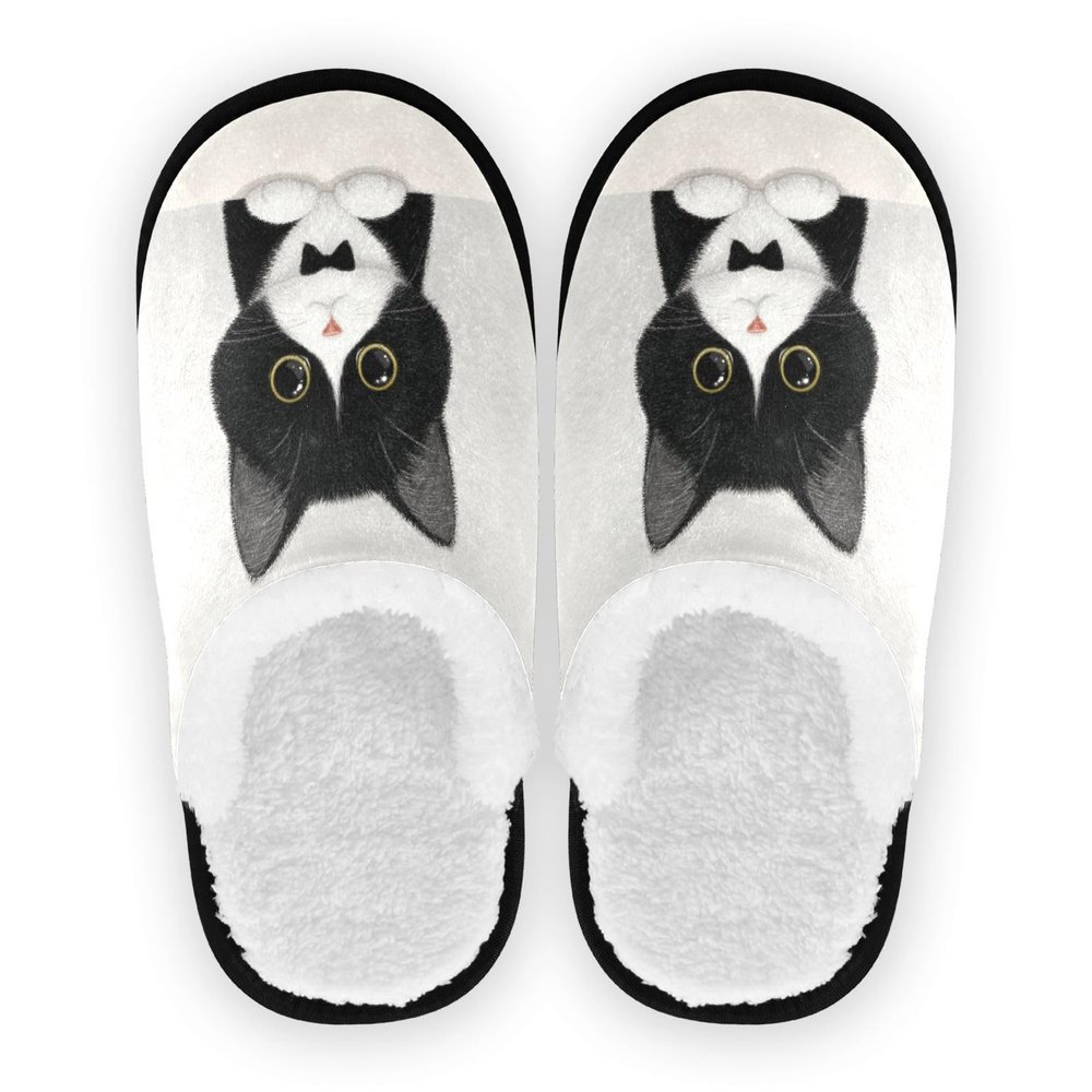 Boccsty Cat Tuxedo Kitty Spa Slippers House Slippers Memory Foam Slippers Indoor Outdoor Non-Slip Home Shoes M for Men Woman