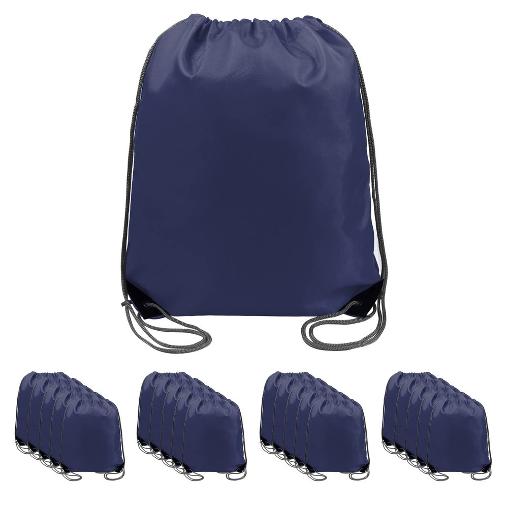 BeeGreen 20 pieces Wholesale Navy Blue Drawstring Backpack Bags Cinch Bags Bulk Heavy Duty String Backpack Machine Washable Sackpack Sport Bags for Men Women