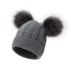 JOFOW Winter Cap Cotton Knitted Girls Faux Pom Kids Hat Hat Lined Baby Boys Toddler Hat Hats Winter Headgear Men Grey view 1