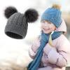 JOFOW Winter Cap Cotton Knitted Girls Faux Pom Kids Hat Hat Lined Baby Boys Toddler Hat Hats Winter Headgear Men Grey view 2