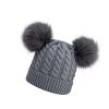 JOFOW Winter Cap Cotton Knitted Girls Faux Pom Kids Hat Hat Lined Baby Boys Toddler Hat Hats Winter Headgear Men Grey view 3