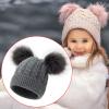 JOFOW Winter Cap Cotton Knitted Girls Faux Pom Kids Hat Hat Lined Baby Boys Toddler Hat Hats Winter Headgear Men Grey view 4