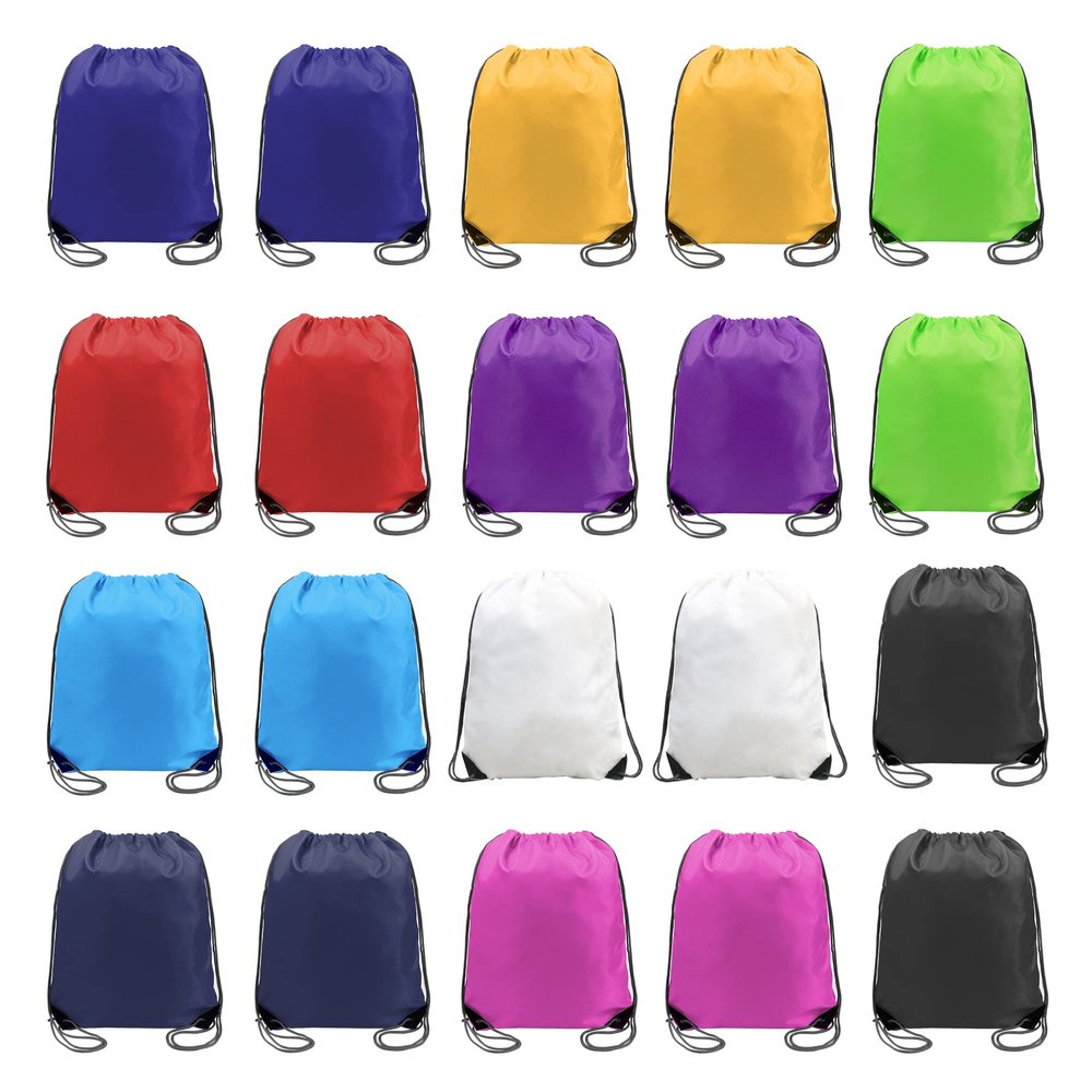BeeGreen 20 pieces Wholesale Mixed Color Drawstring Backpack Bags Cinch Bags Bulk Heavy Duty String Backpack Machine Washable Lightweight Sackpack Sport Bags for Men Women