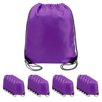 BeeGreen 20 pieces Wholesale Purple Drawstring Backpack Bags Cinch Bags Bulk Heavy Duty String Backpack Machine Washable Halloween Sackpack Outdoor Sport Bags for Men Women
